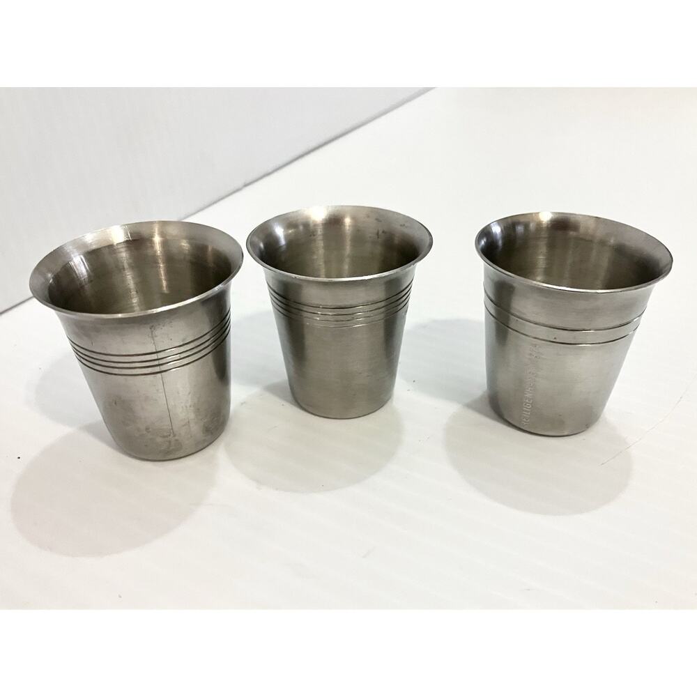 Vintage Pewter Silver Metal Shot Glass Set Of 7 Rein Zinn Steiff William Adams - Picture 6 of 8